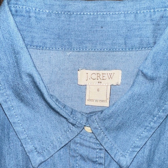 J. Crew Chambray Tie Front Sleeveless Shirt - Picture 2 of 8